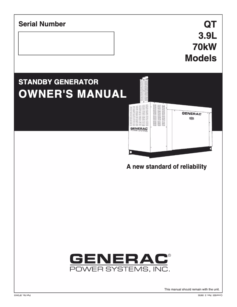 Page n°1 - Manuel utilisateur Generac QT07039KVAN