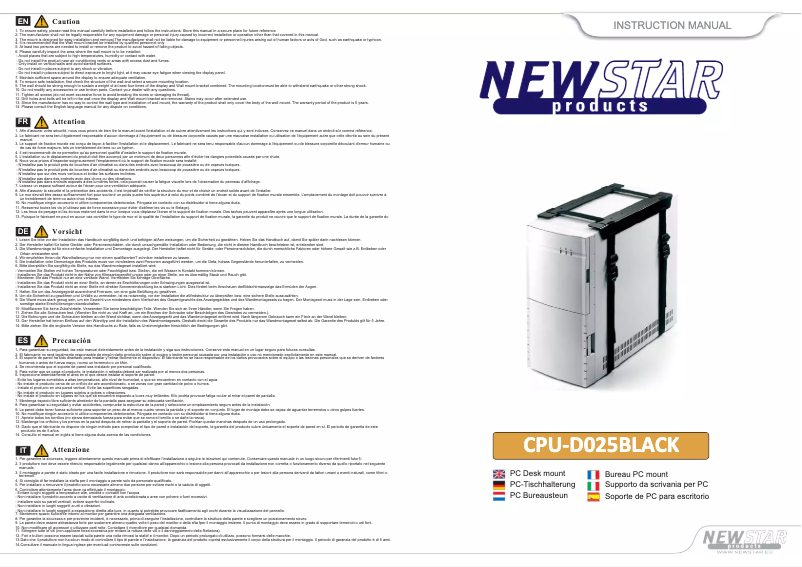Page 1 de la notice Manuel utilisateur Newstar CPU-D025