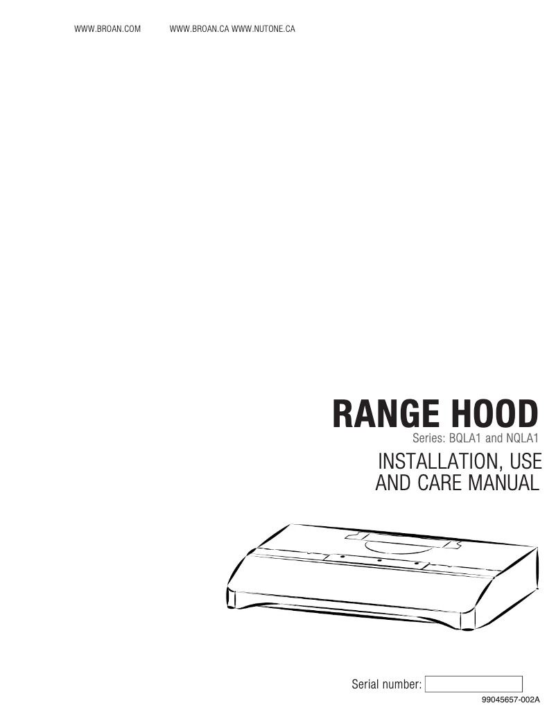 Page 1 de la notice Manuel utilisateur Broan BQLA136SS