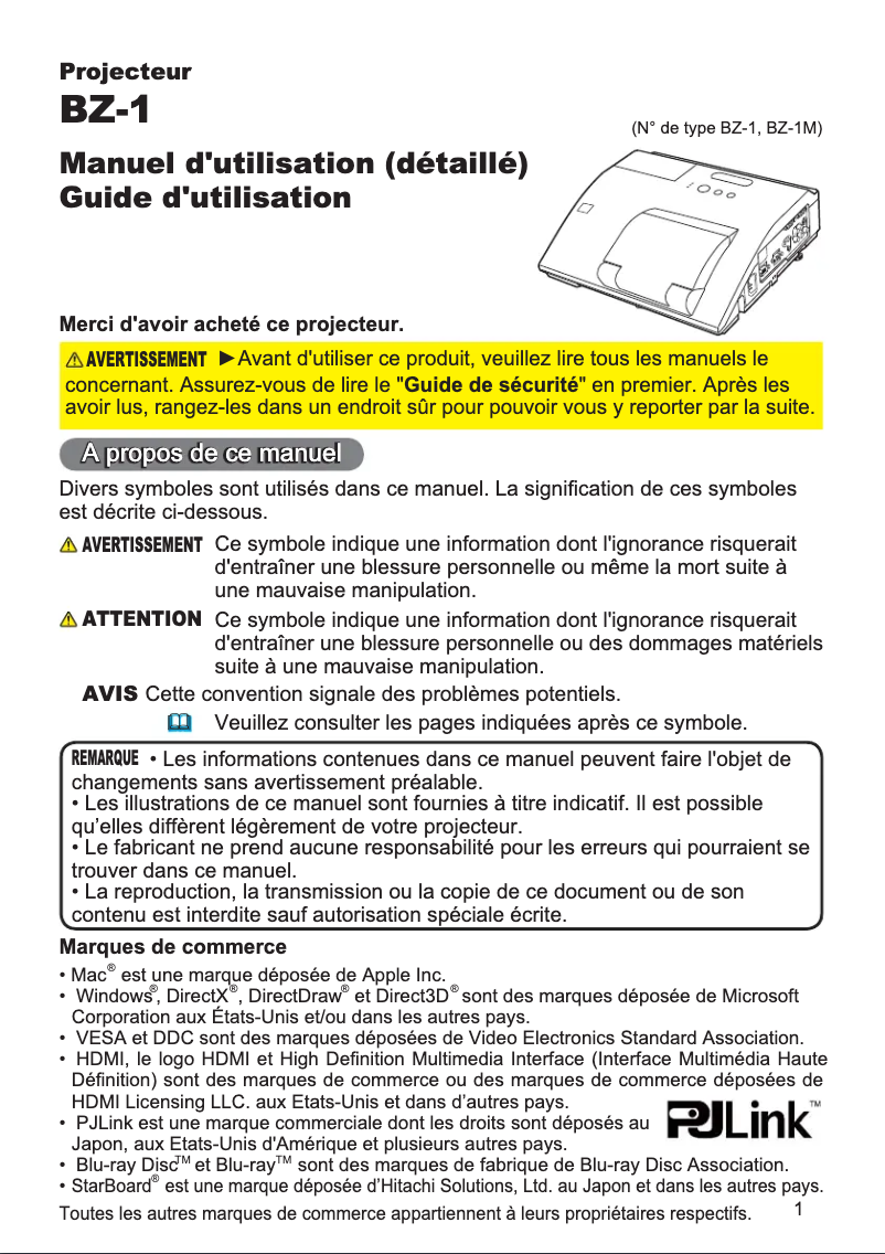 Image de la première page du manuel de l'appareil BZ-1M