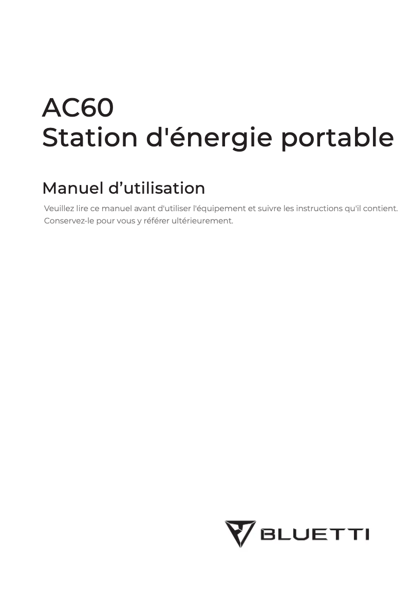 Image de la première page du manuel de l'appareil AC60