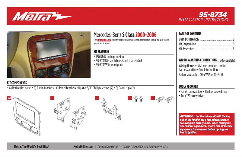 Page n°1 - Mode d'emploi Metra 95-8734W