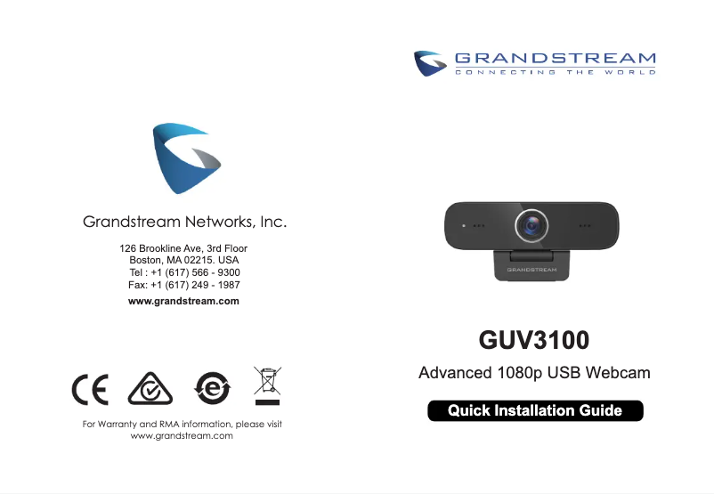Page n°1 - Guide de démarrage rapide Grandstream GUV3100