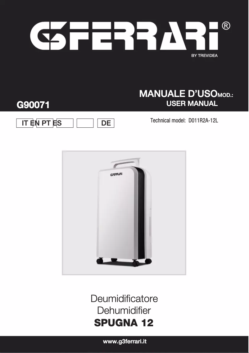 Page 1 de la notice Manuel utilisateur G3 Ferrari Spugna 12 G90071