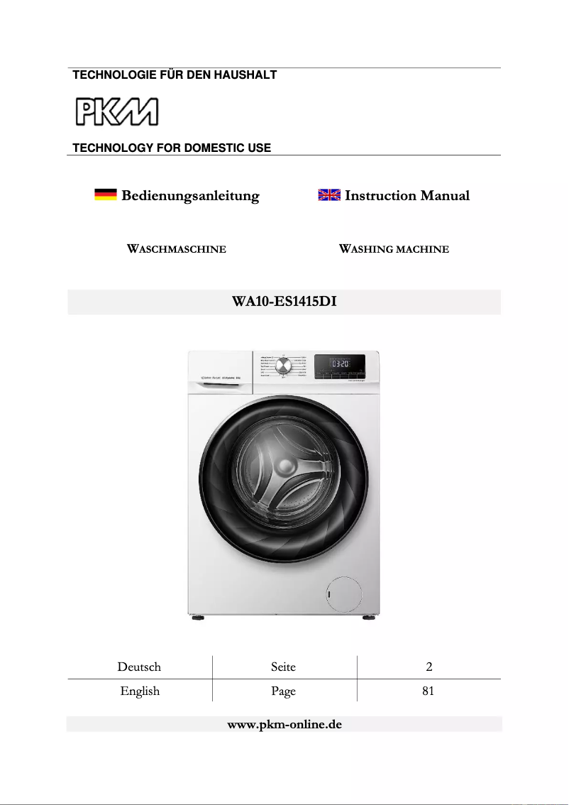 Page 1 de la notice Manuel utilisateur PKM WA10-ES1415DI