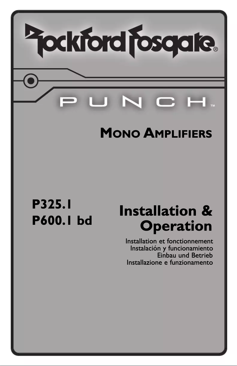 Page 1 de la notice Manuel utilisateur Rockford Fosgate Punch P325.1