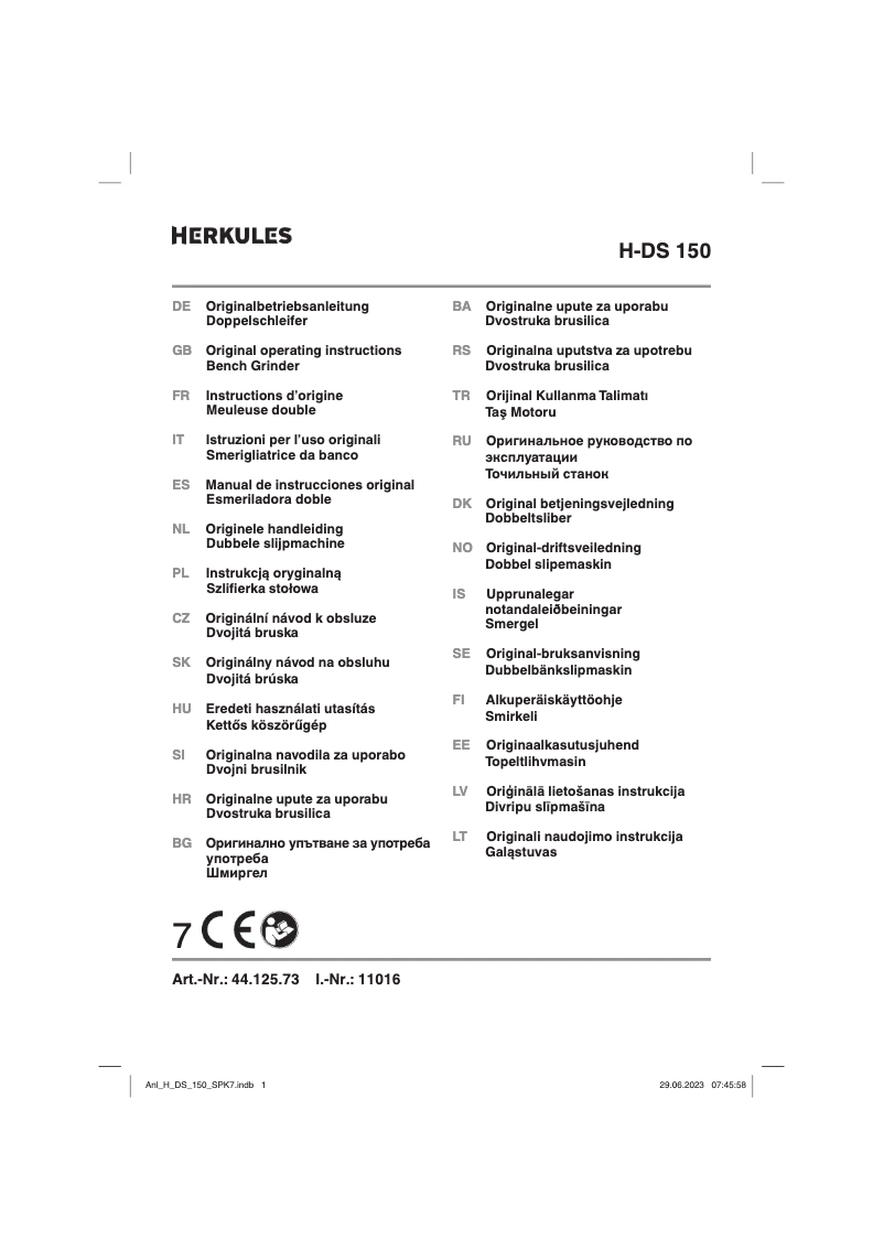 Page n°1 - Manuel utilisateur Herkules H-DS 150