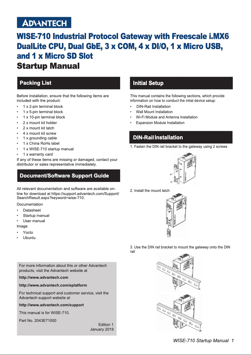 Image de la première page du manuel de l'appareil WISE-710