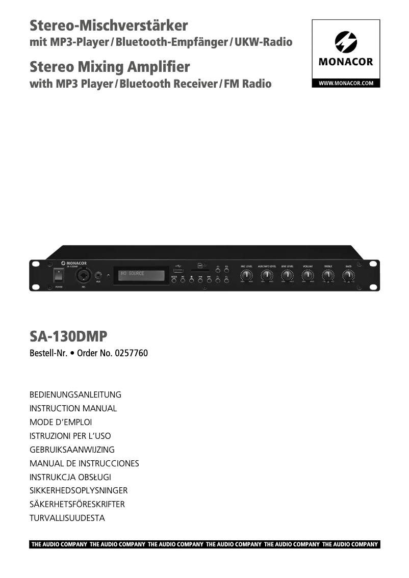 Image de la première page du manuel de l'appareil SA-130DMP