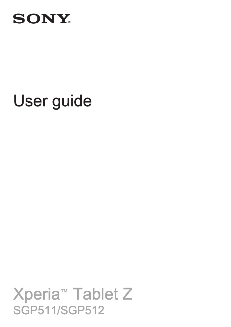 Image de la première page du manuel de l'appareil Xperia Z2 Wi-Fi SGP512