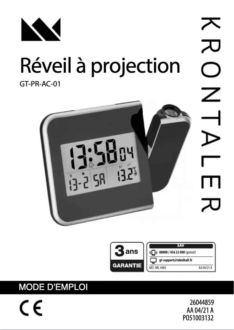 Page 1 de la notice Manuel utilisateur Krontaler GT-PR-AC-01