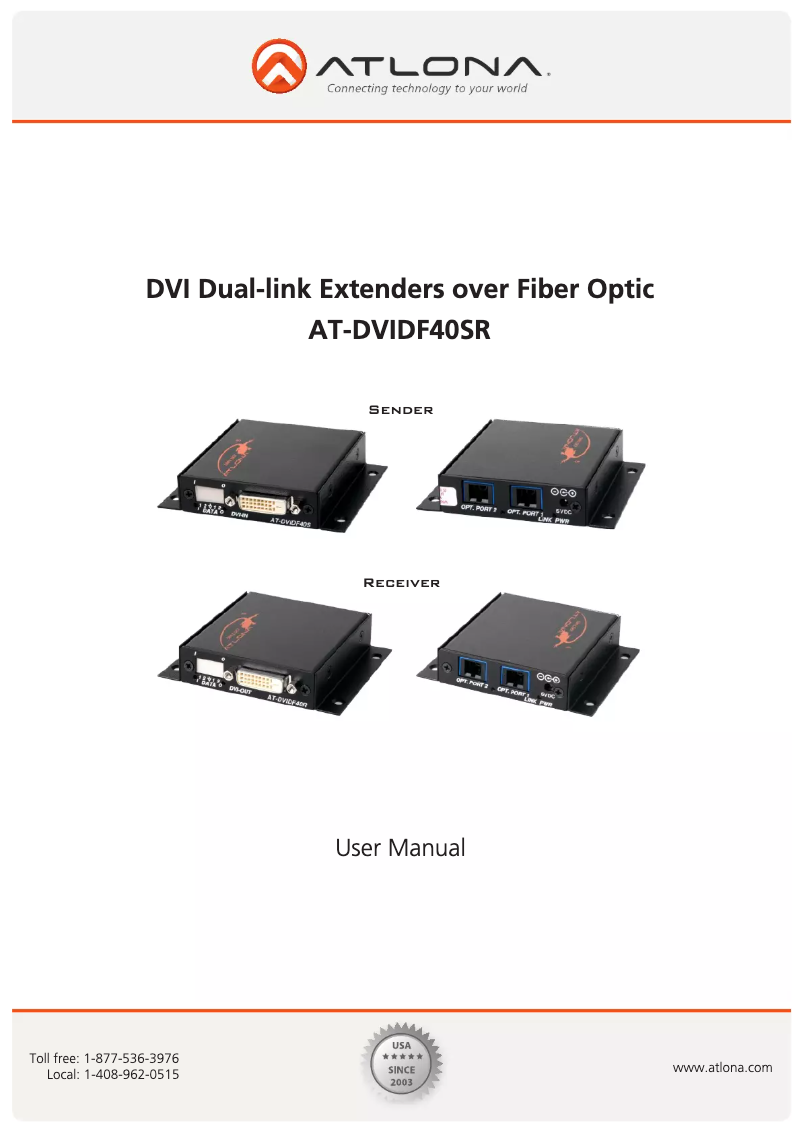 Imagen de la primera página del manual del dispositivo AT-DVIDF40SR