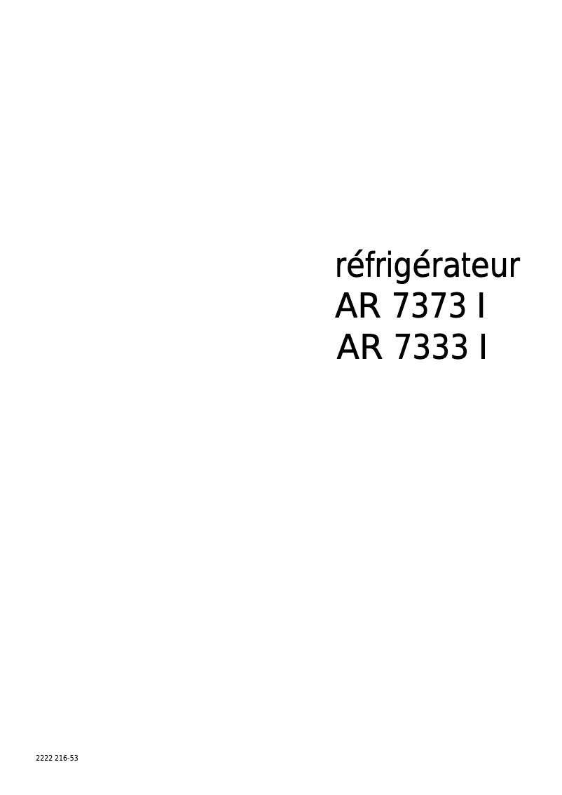 Page n°1 - Manuel utilisateur Arthur Martin-Electrolux AR7373I