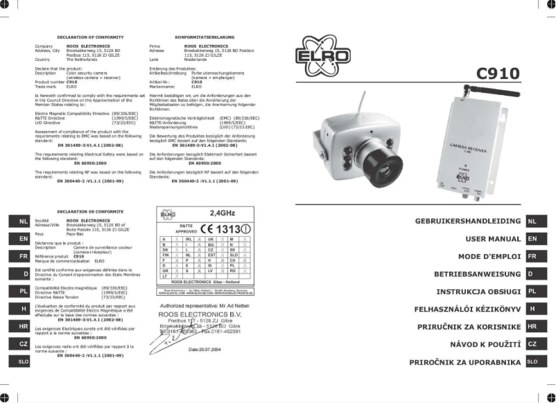 Page 1 de la notice Manuel utilisateur Elro C910