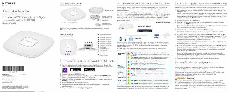 Page 1 de la notice Guide d'installation Netgear WAX630