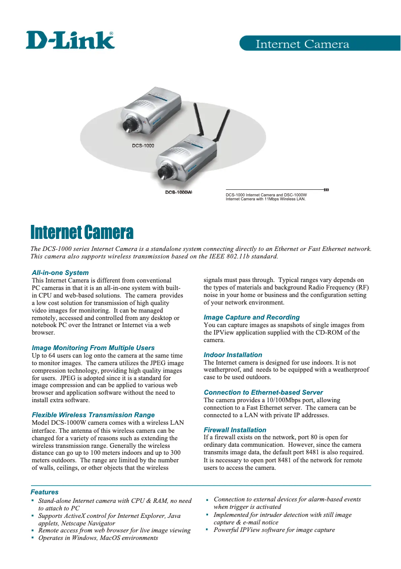 Image de la première page du manuel de l'appareil DCS-1000