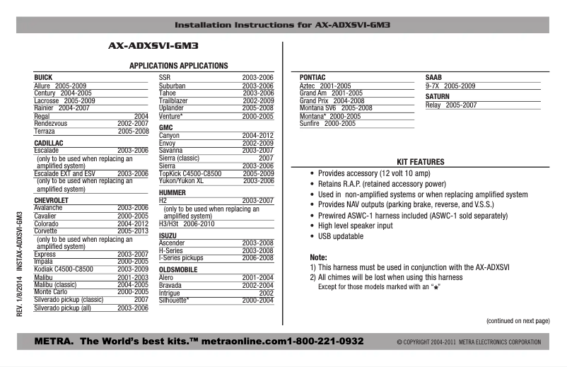 Page 1 de la notice Manuel utilisateur AXESS AX-ADXSVI-GM3