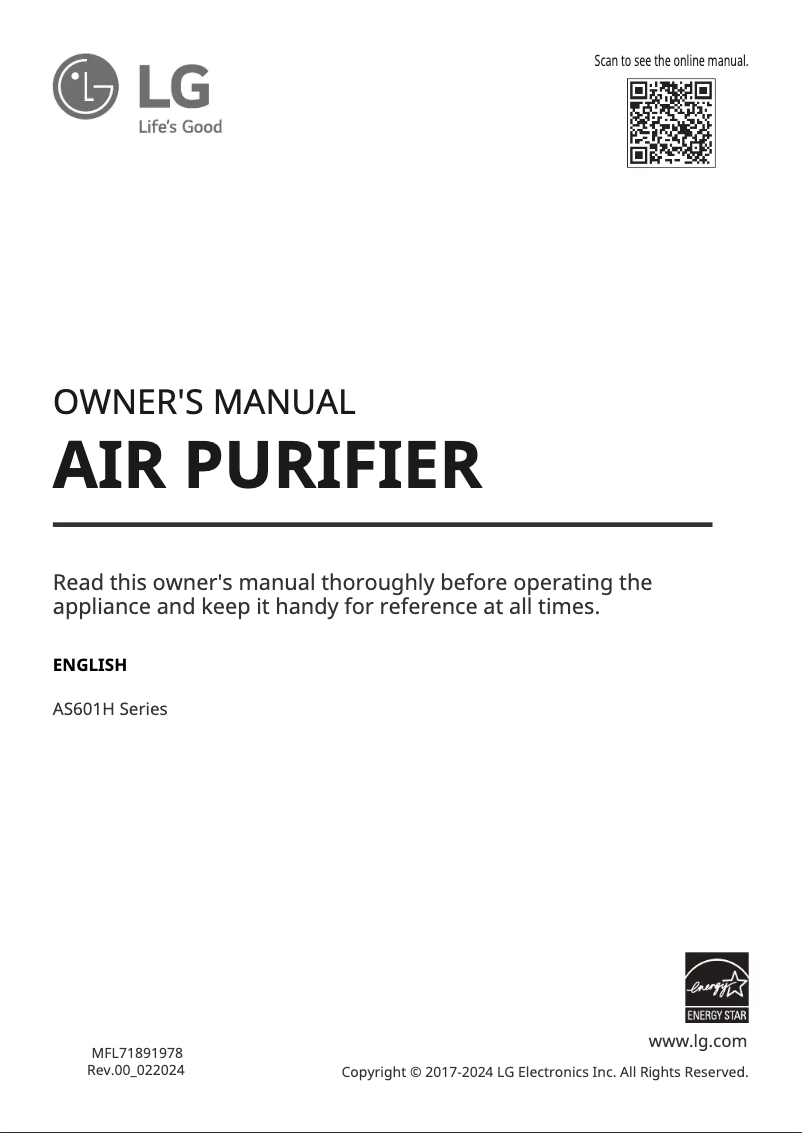 Page 1 de la notice Manuel utilisateur LG AS601HWA0