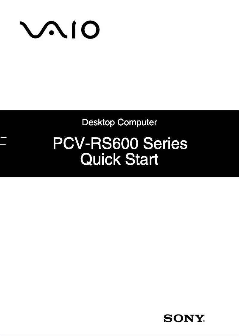 Page n°1 - Guide d'installation Sony Vaio PCV-RS611