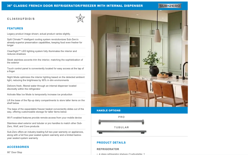 Page 1 de la notice Manuel utilisateur Sub-Zero CL3650UFDID/S
