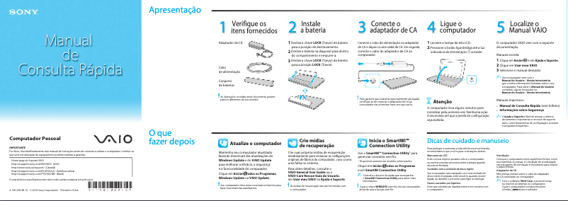 Page 1 de la notice Manuel utilisateur Sony Vaio VPCEE43EB