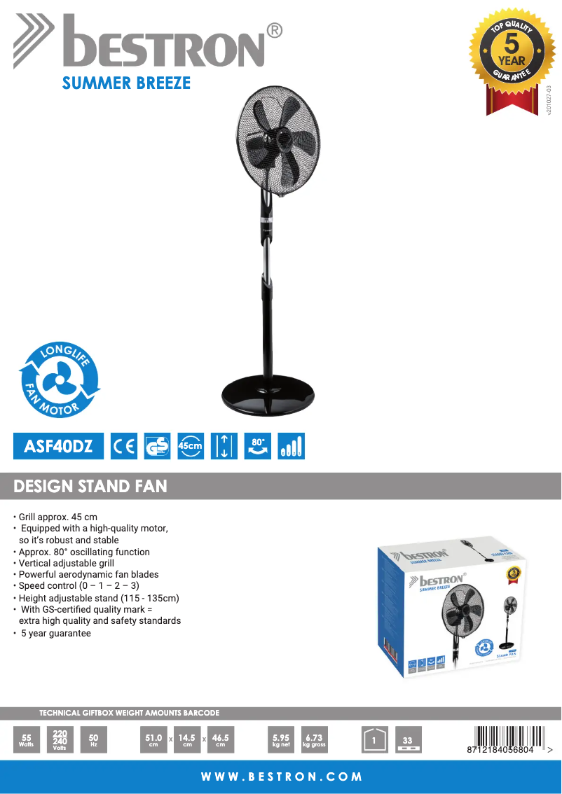 Image de la première page du manuel de l'appareil Summer Breeze ASF40DZ