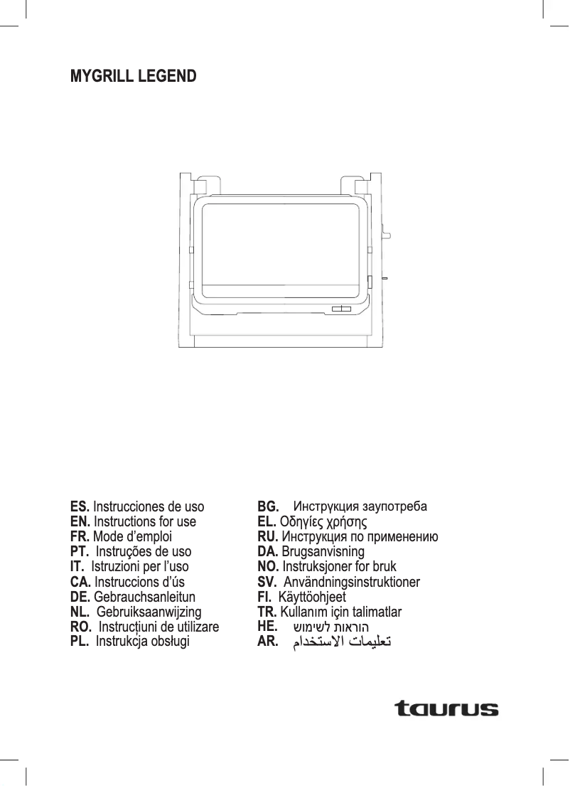 Page n°1 - Manuel utilisateur Taurus My Grill Legend