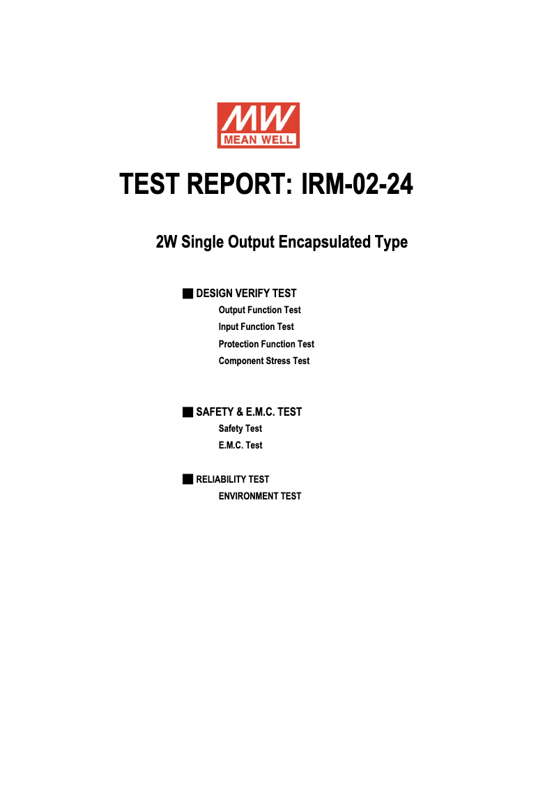 Page 1 de la notice Fiche technique Mean Well IRM-02-24