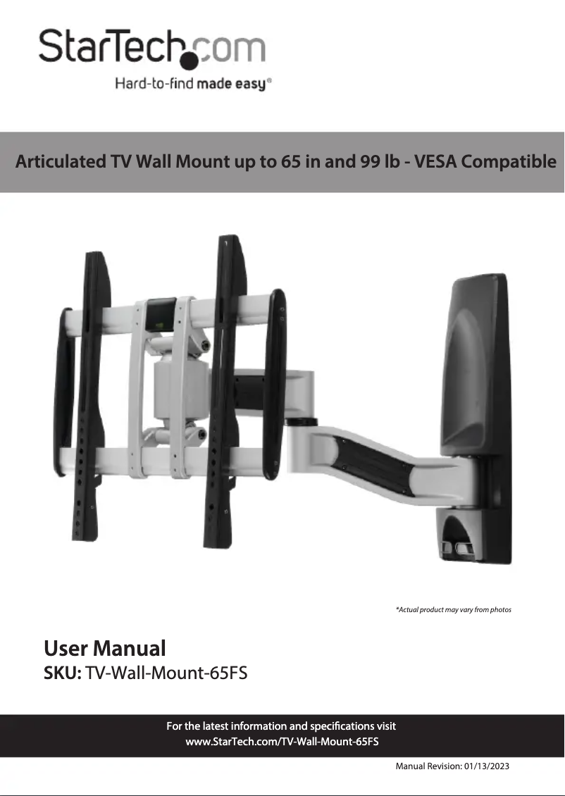 Page n°1 - Manuel utilisateur StarTech.com TV-Wall-Mount-65FS