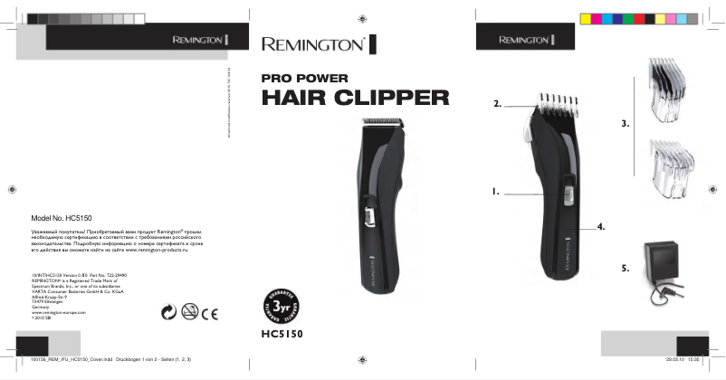 Page n°1 - Manuel utilisateur Remington HC5150 Alpha