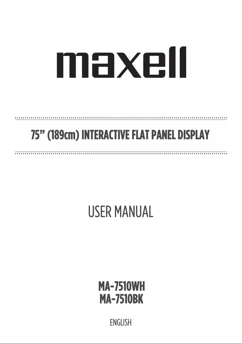 Page 1 de la notice Manuel utilisateur Maxell MA-7510WH