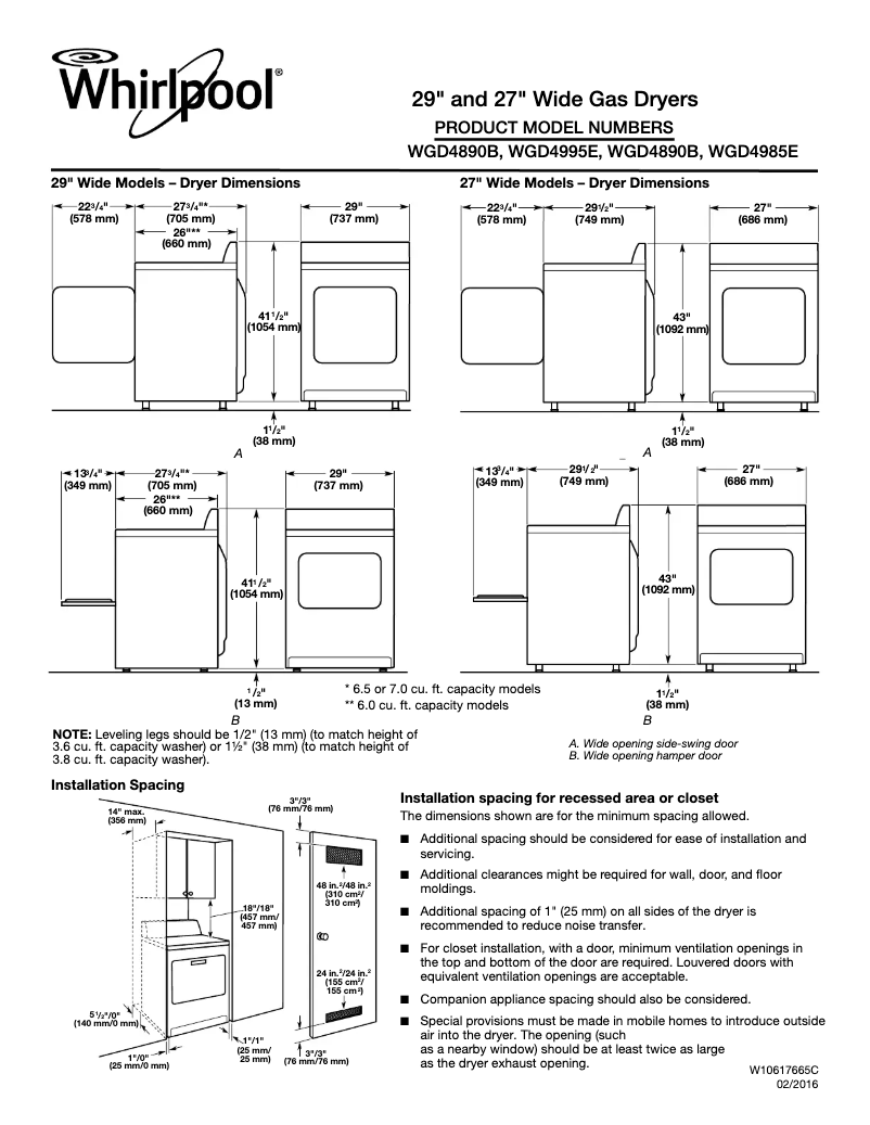 Page n°1 - Fiche technique Whirlpool WGD4985E