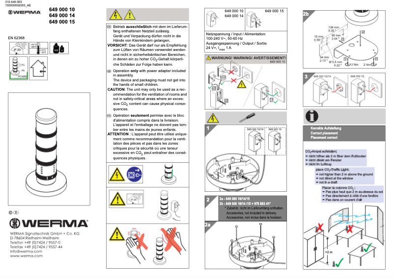 Page n°1 - Manuel utilisateur Werma 649.000.10