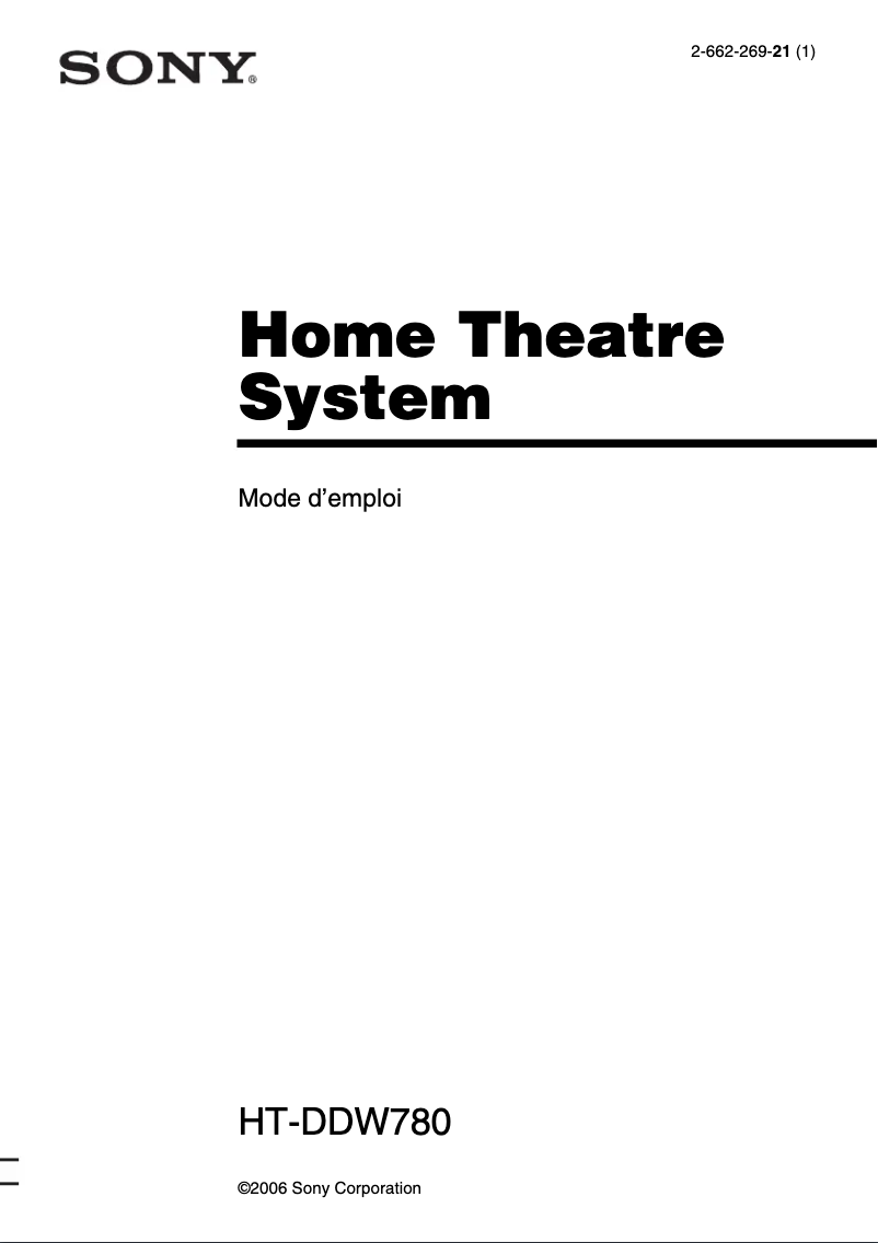 Image de la première page du manuel de l'appareil HT-DDW780