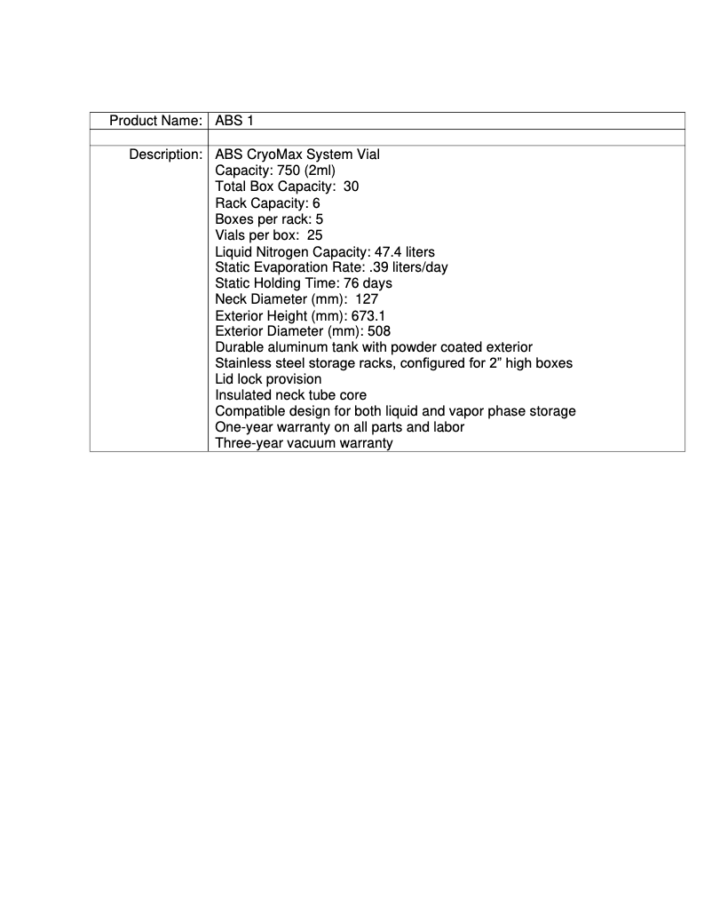 Page 1 de la notice Manuel utilisateur American BioTech Supply ABS-1