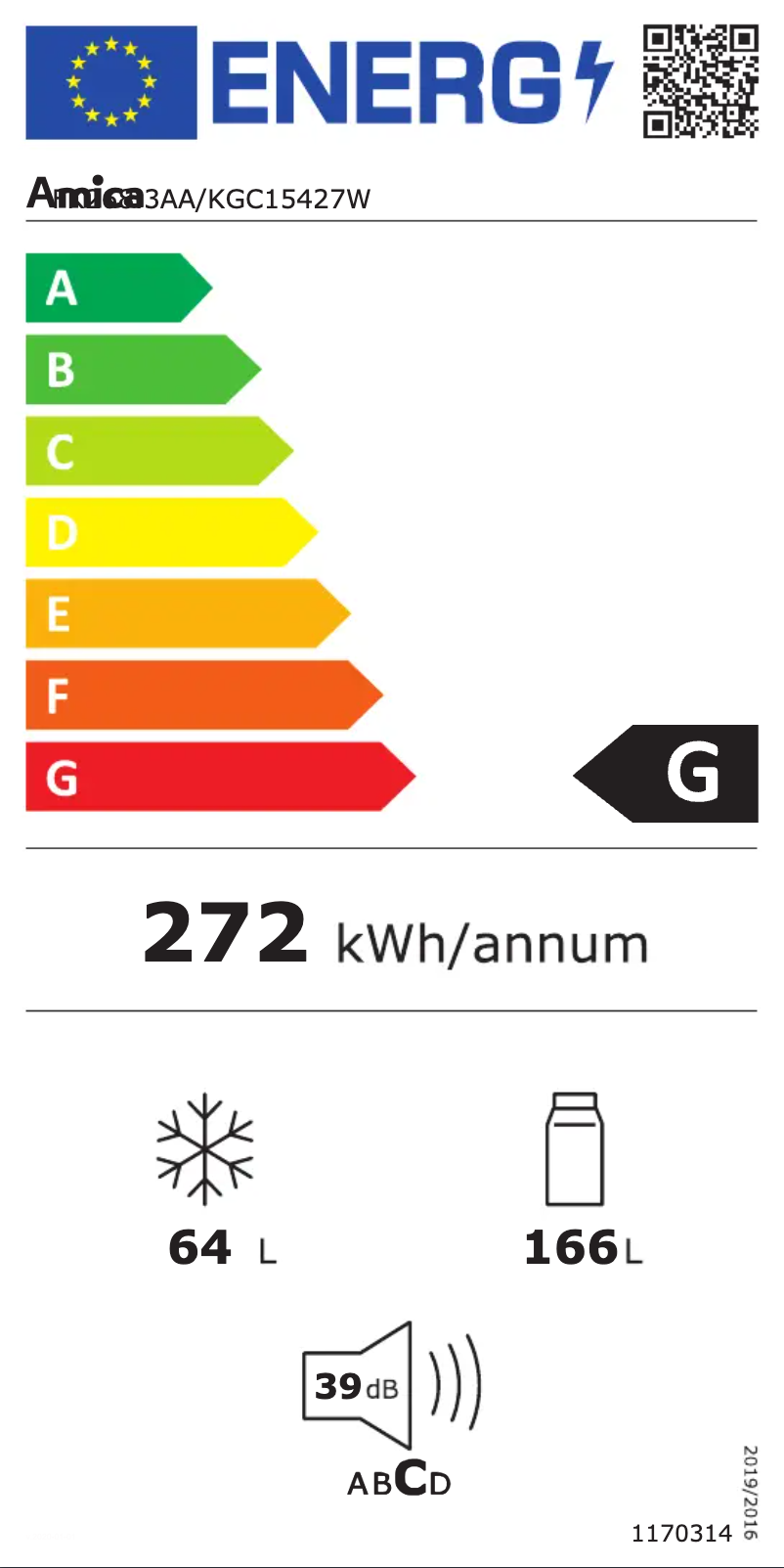 Page n°1 - Label énergétique Amica FK268.3 AA