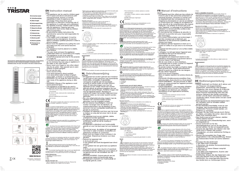 Page 1 de la notice Manuel utilisateur TriStar VE-5864