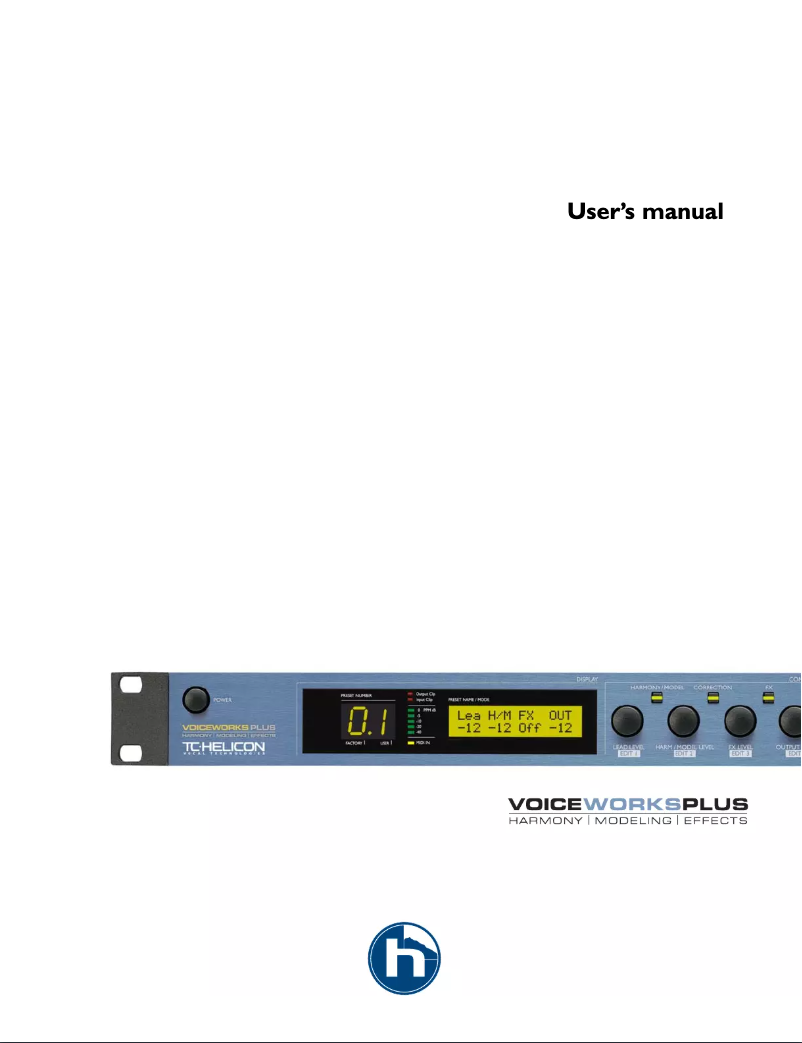 Page 1 de la notice Manuel utilisateur TC Helicon Voiceworks Plus
