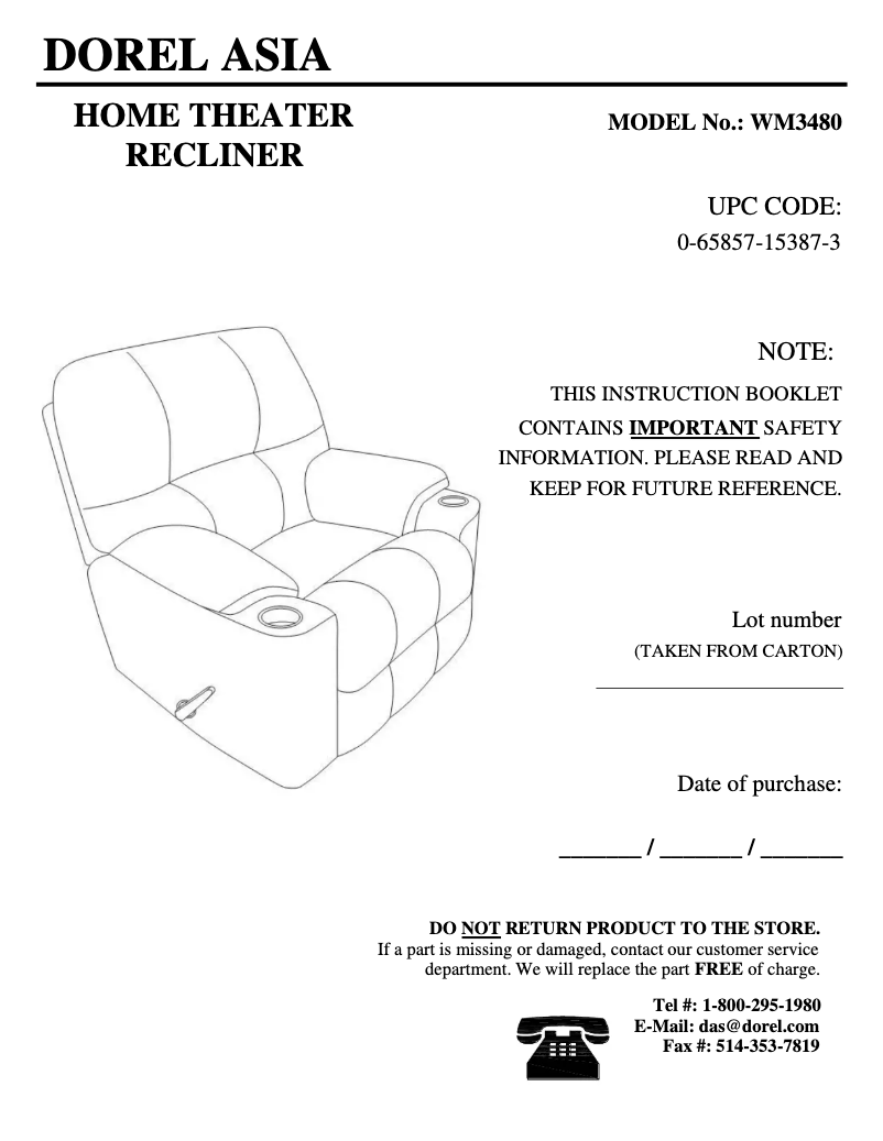 Page n°1 - Manuel utilisateur Dorel WM3480