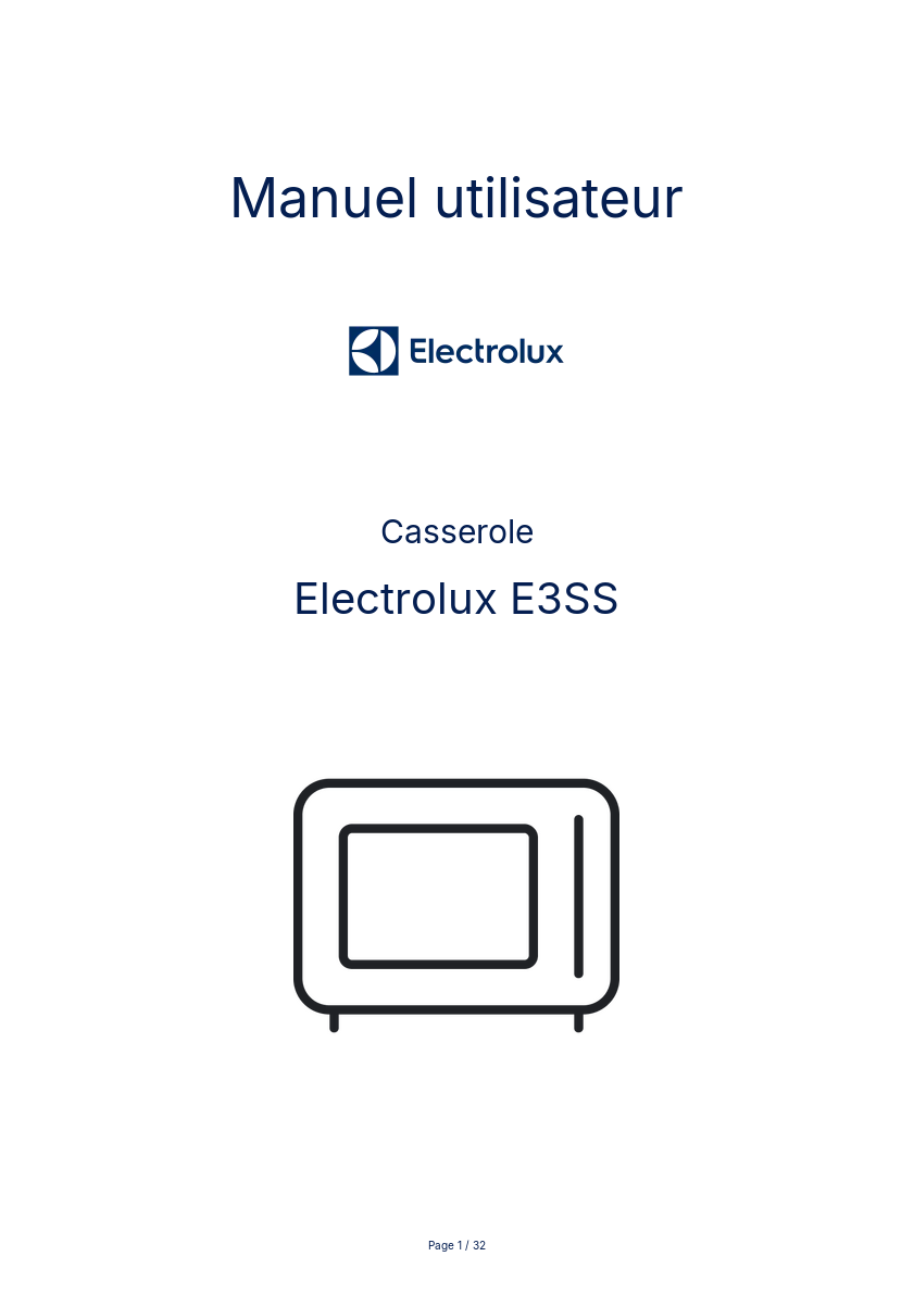 Page n°1 - Manuel utilisateur Electrolux E3SS