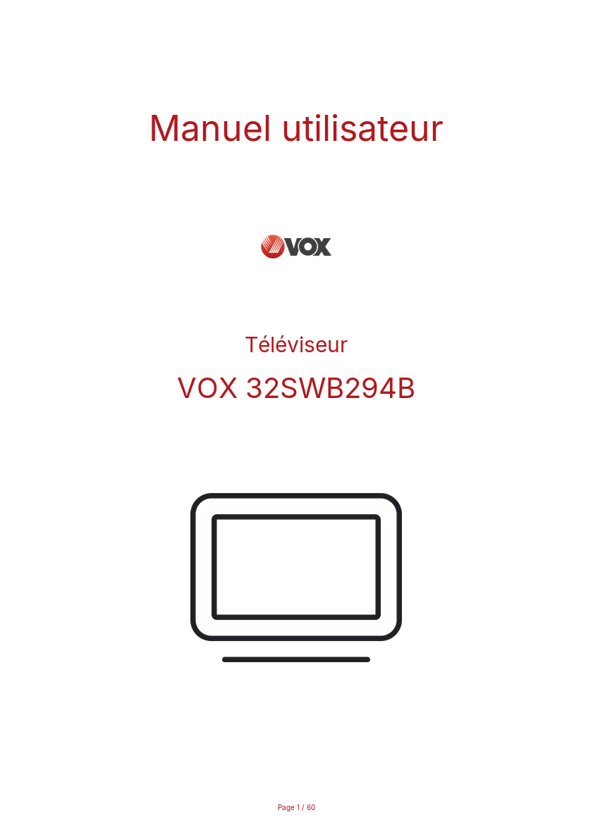Page n°1 - Manuel utilisateur VOX 32SWB294B