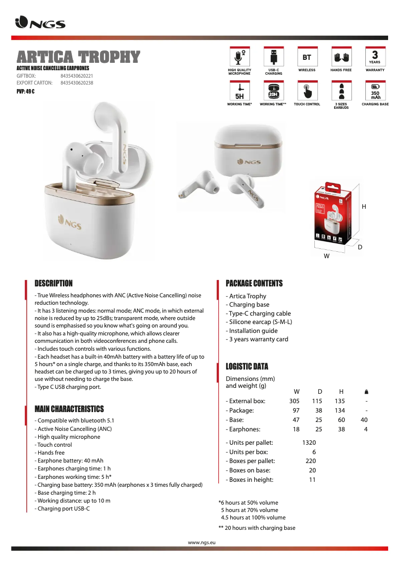 Page n°1 - Fiche technique NGS Artica Trophy