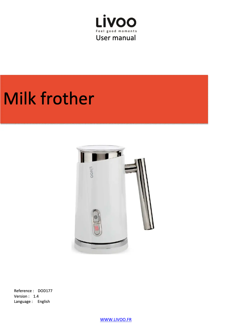 Page 1 de la notice Manuel utilisateur Livoo DOD177