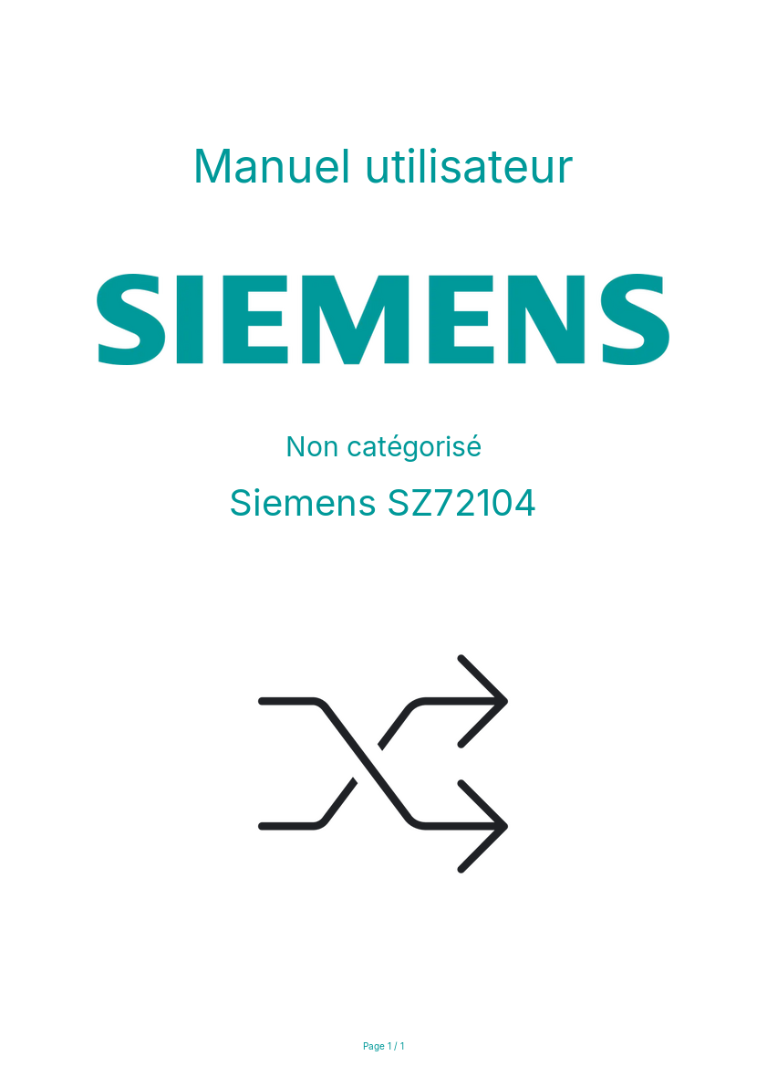 Page n°1 - Manuel utilisateur Siemens SZ72104