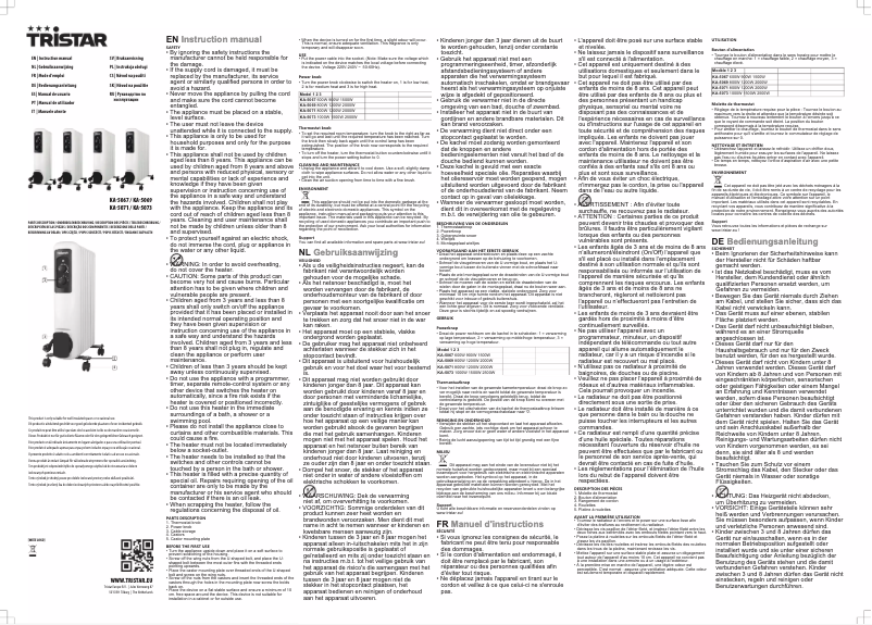 Page n°1 - Manuel utilisateur TriStar KA-5069