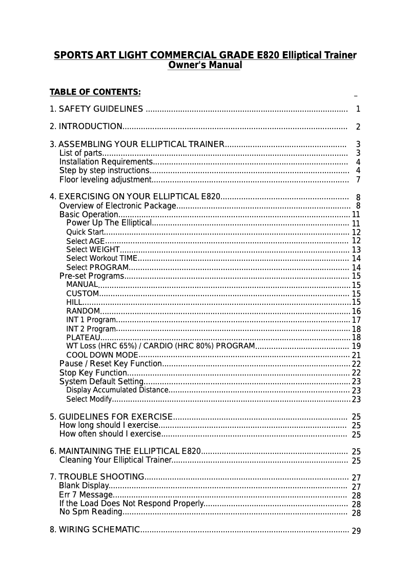 Image de la première page du manuel de l'appareil E820