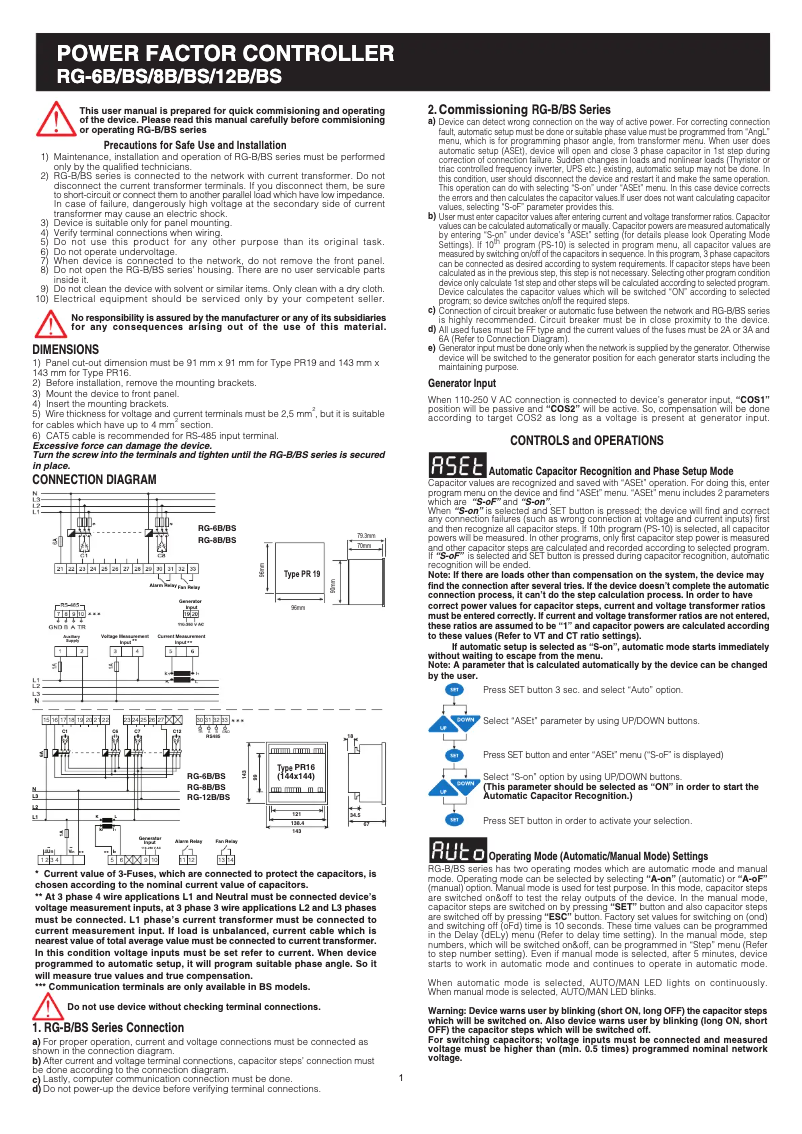 Page 1 de la notice Manuel utilisateur ENTES RG-8BS-96