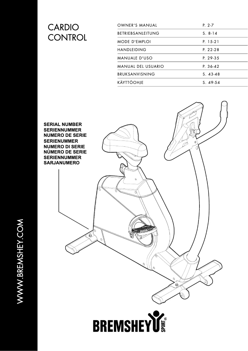 Image de la première page du manuel de l'appareil Cardio Control