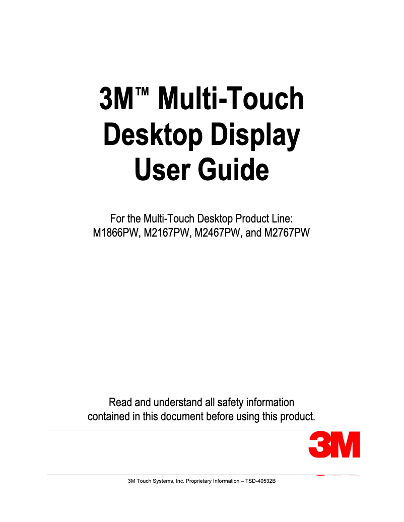 Page 1 de la notice Manuel utilisateur 3M M2467PW