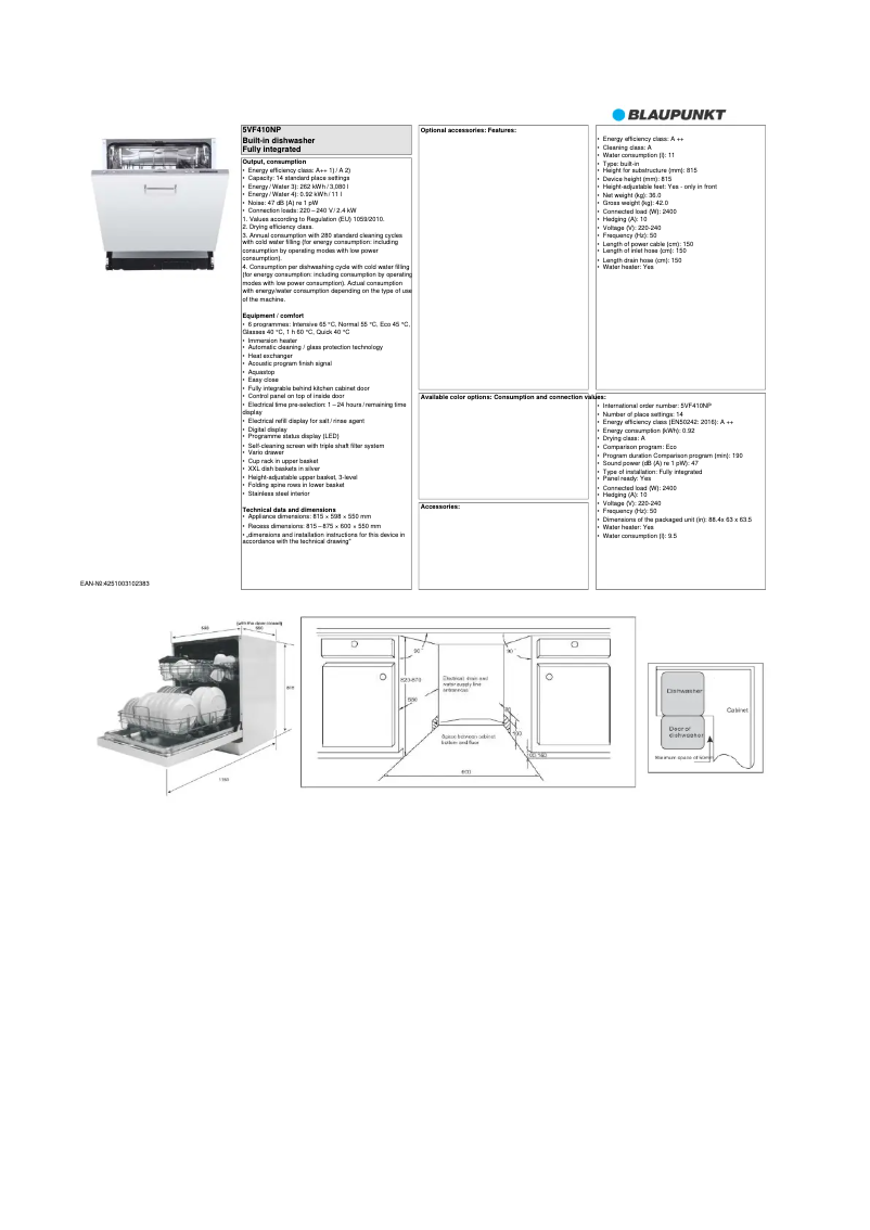 Image de la première page du manuel de l'appareil 5VF410NP